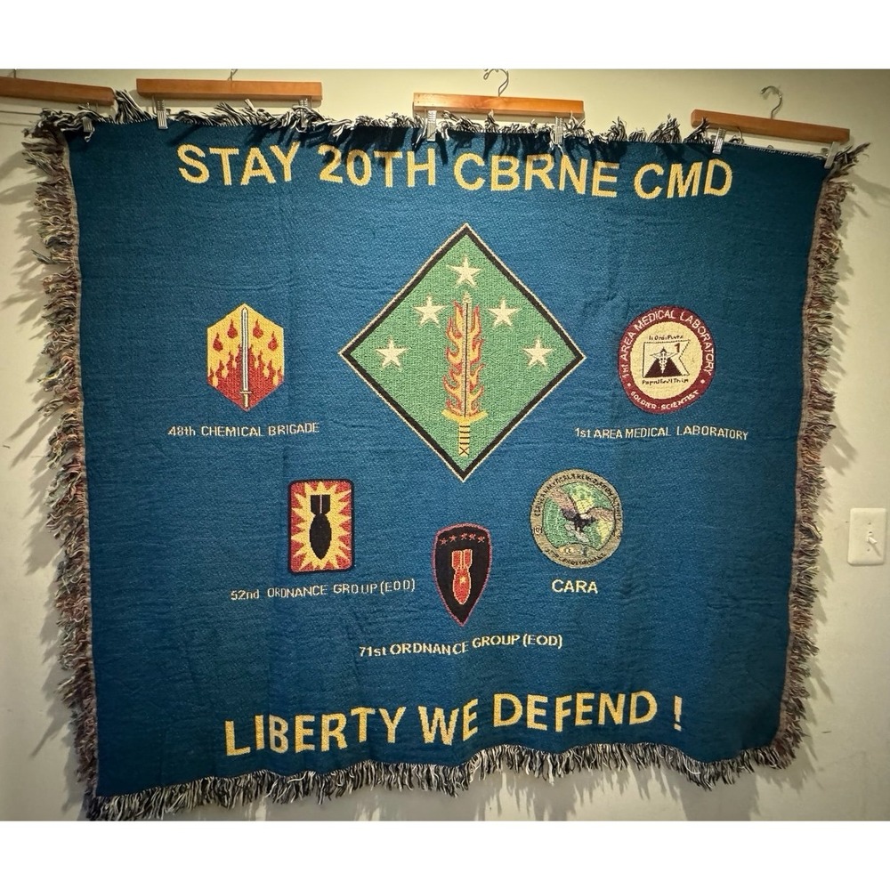 Vintage Military‎ 20th CNRNE CMD Units Woven Tapestry Blanket 50x60 Inches
